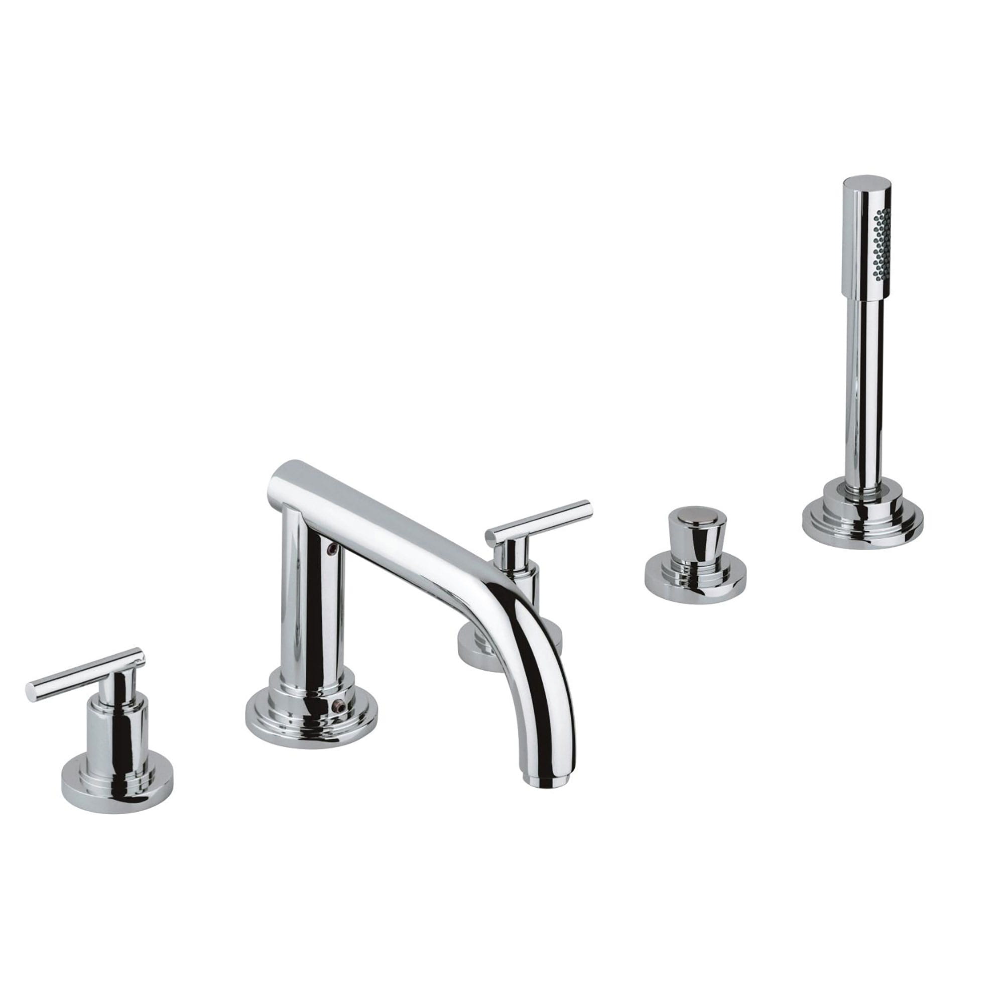5-Hole 2-Handle Deck Mount Roman Tub Faucet with 2.5 GPM Hand Shower